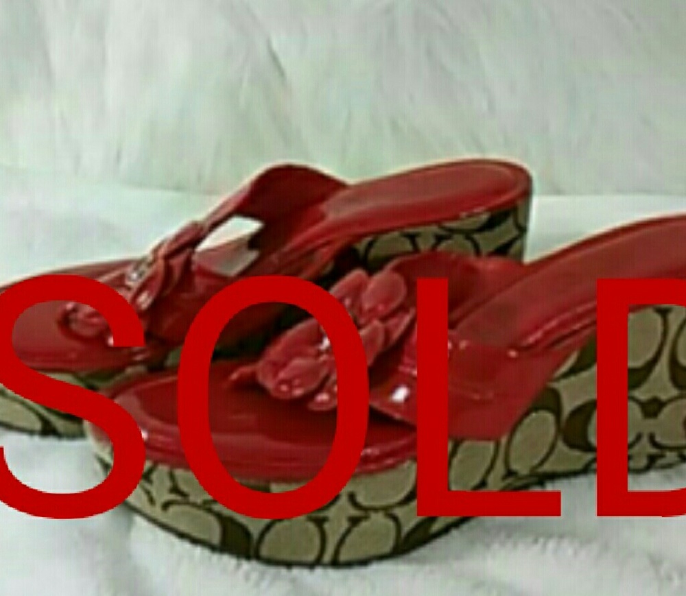 SOLD Coach Harley 7 1/2 B Wedge Signature Sandals